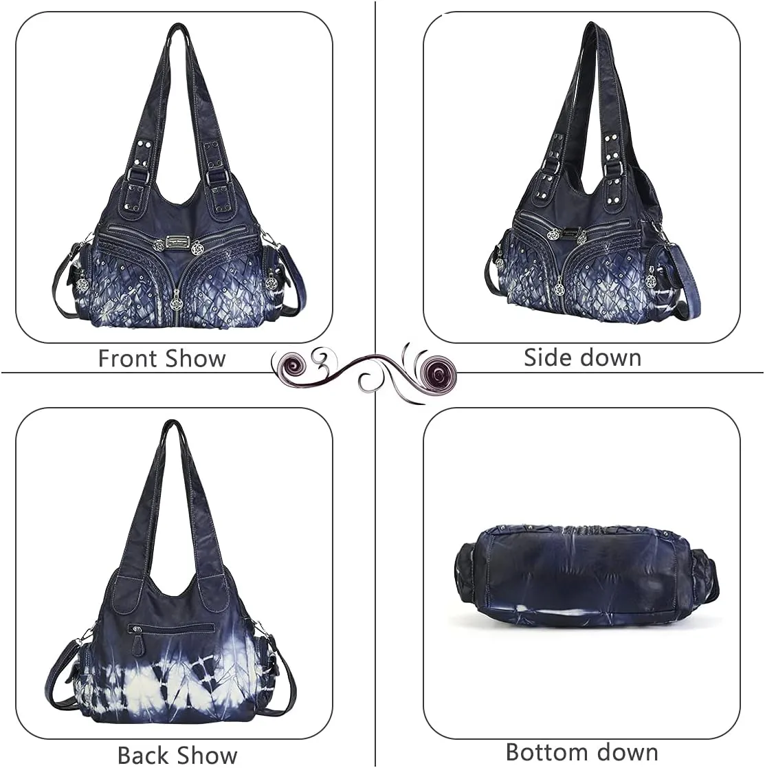 Angel Barcelo Purses and Handbags Women Tote Shoulder Top Handle Satchel Hobo Bags Fashion Washed PU Leather Purse