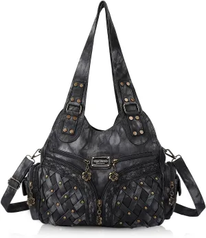 Angel Barcelo Purses and Handbags Women Tote Shoulder Top Handle Satchel Hobo Bags Fashion Washed PU Leather Purse