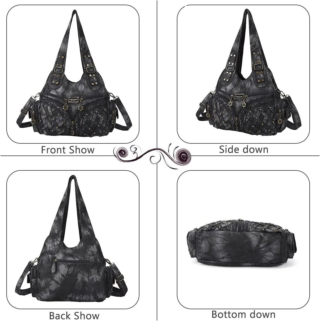 Angel Barcelo Purses and Handbags Women Tote Shoulder Top Handle Satchel Hobo Bags Fashion Washed PU Leather Purse