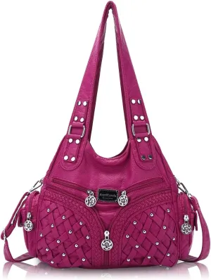 Angel Barcelo Purses and Handbags Women Tote Shoulder Top Handle Satchel Hobo Bags Fashion Washed PU Leather Purse