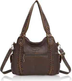 Angel Barcelo Roomy Fashion Hobo Womens Handbags Ladies Purse Satchel Shoulder Bags Tote Washed Leather Bag