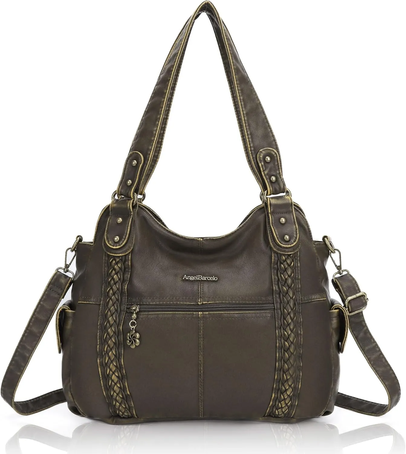 Angel Barcelo Roomy Fashion Hobo Womens Handbags Ladies Purse Satchel Shoulder Bags Tote Washed Leather Bag