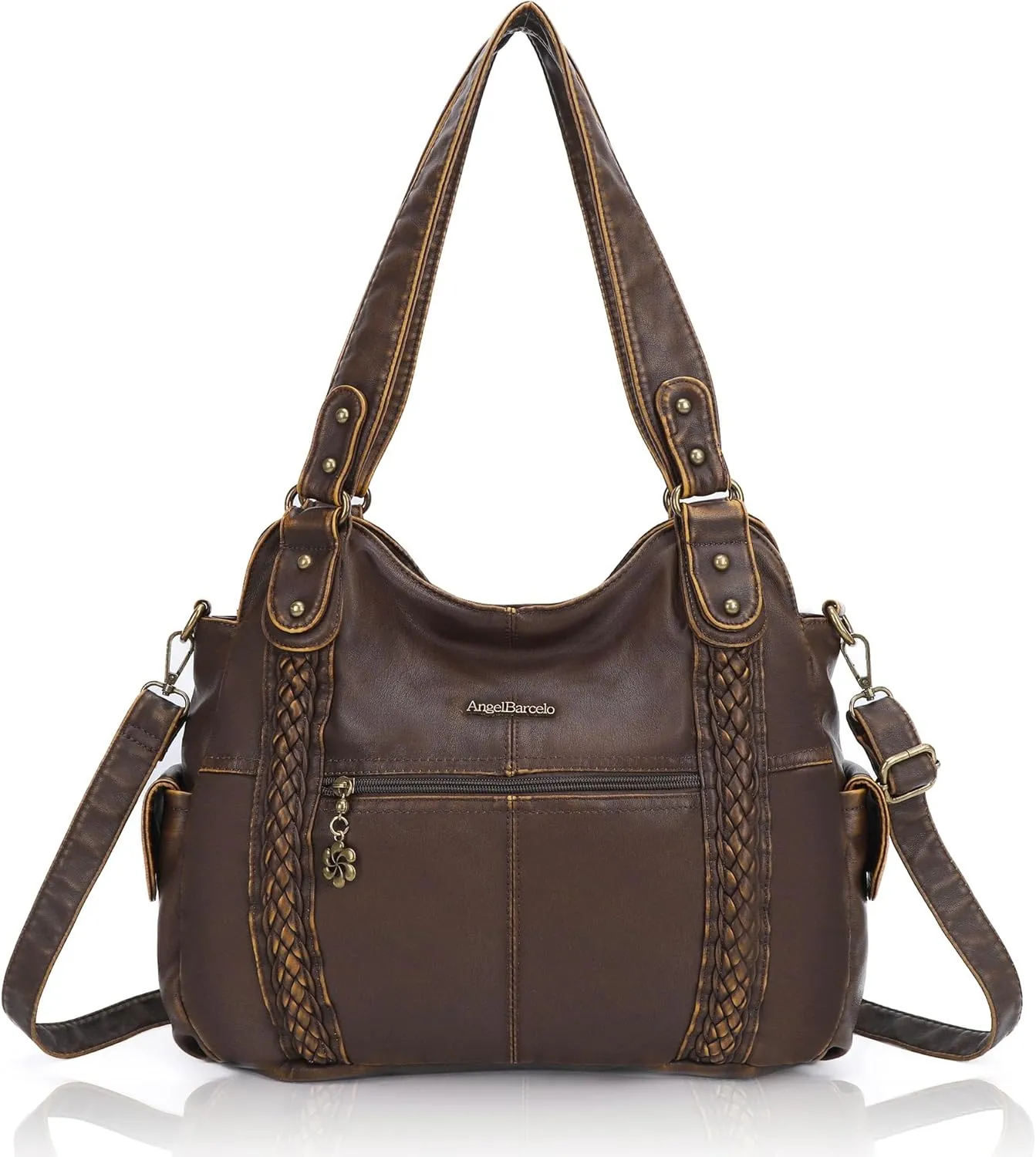 Angel Barcelo Roomy Fashion Hobo Womens Handbags Ladies Purse Satchel Shoulder Bags Tote Washed Leather Bag
