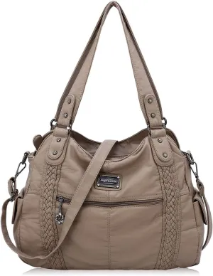Angel Barcelo Roomy Fashion Hobo Womens Handbags Ladies Purse Satchel Shoulder Bags Tote Washed Leather Bag