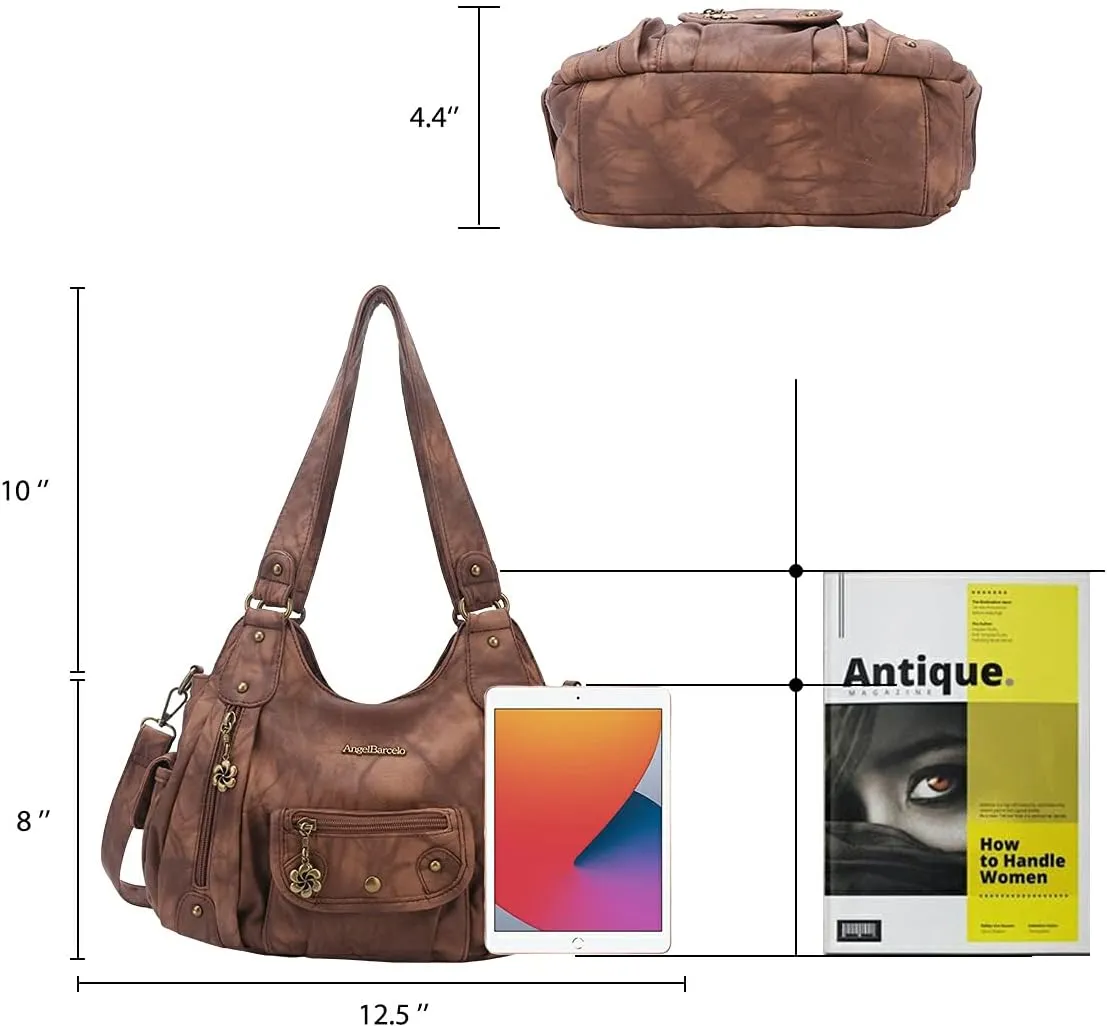 Angel Barcelo Womens Purses and Handbags PU Leather Shoulder Bag Fashion Hobo Bags for Girls