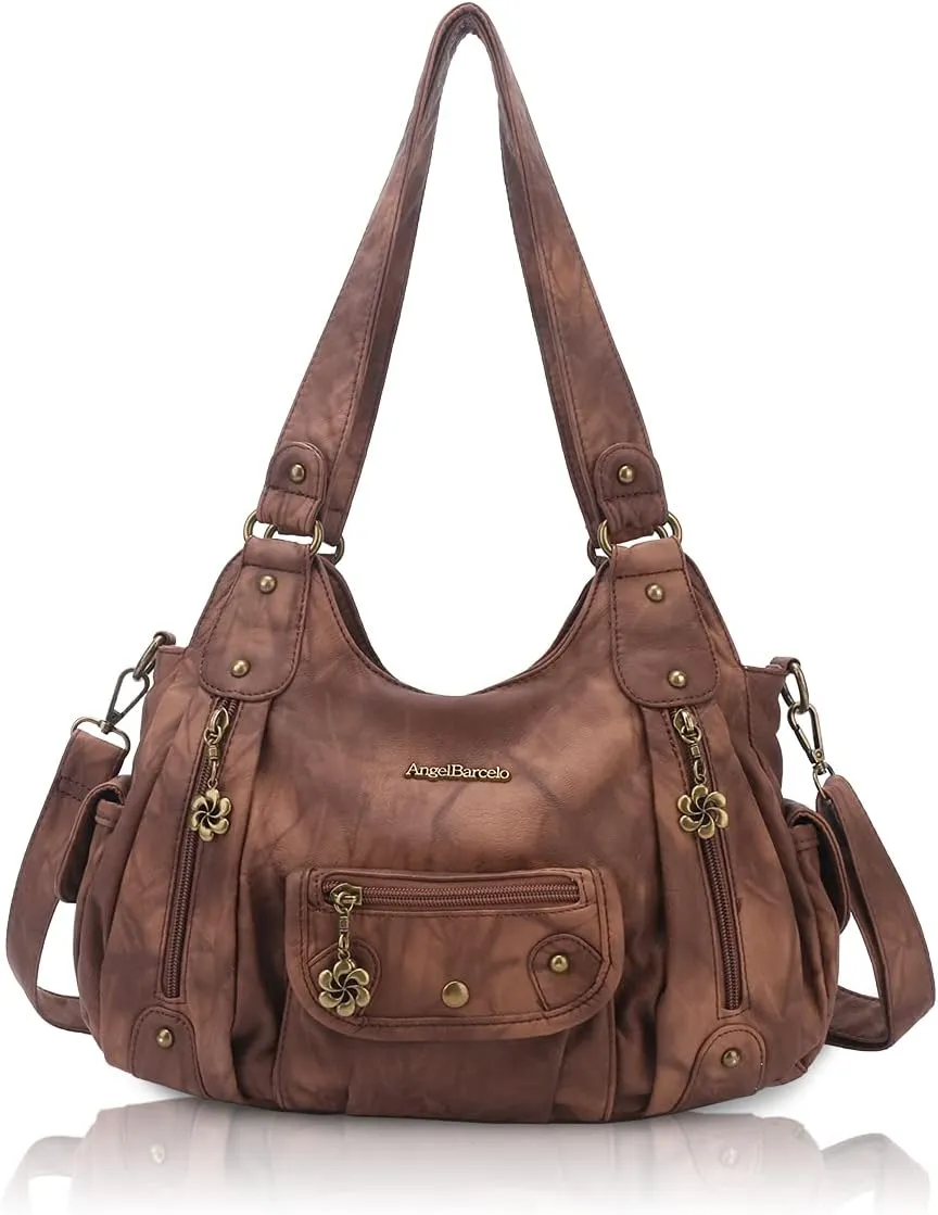 Angel Barcelo Womens Purses and Handbags PU Leather Shoulder Bag Fashion Hobo Bags for Girls