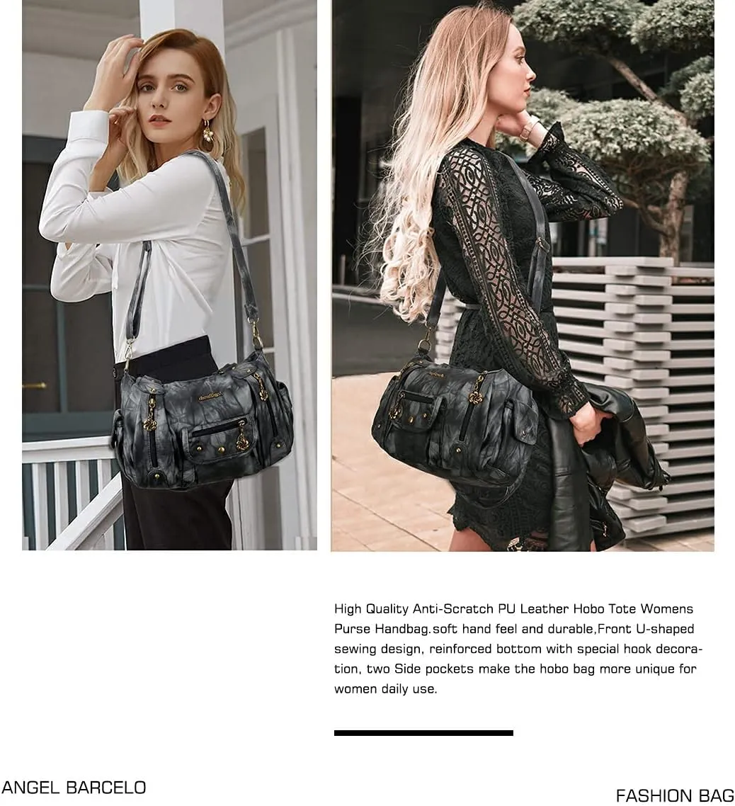 Angel Barcelo Womens Purses and Handbags PU Leather Shoulder Bag Fashion Hobo Bags for Girls