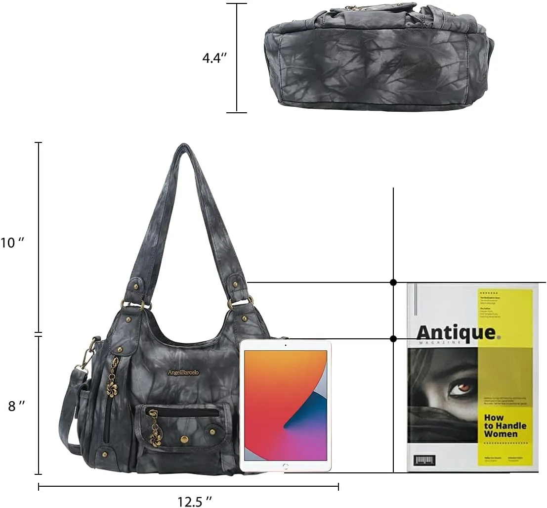 Angel Barcelo Womens Purses and Handbags PU Leather Shoulder Bag Fashion Hobo Bags for Girls