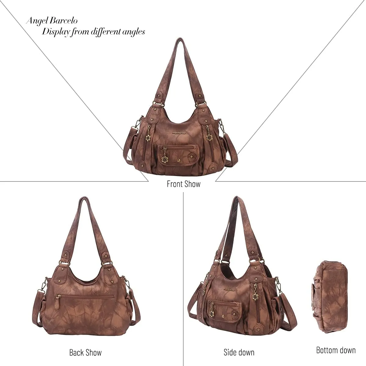 Angel Barcelo Womens Purses and Handbags PU Leather Shoulder Bag Fashion Hobo Bags for Girls