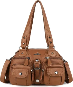 Angel Kiss Hobo Crossbody Purses for Women Shoulder Bag Multipocket Soft Hobo Purses Removable Strap Leather Handbags
