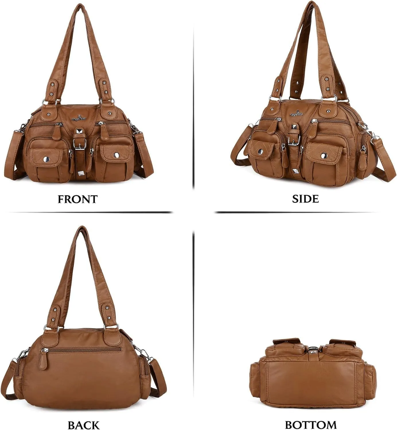 Angel Kiss Hobo Crossbody Purses for Women Shoulder Bag Multipocket Soft Hobo Purses Removable Strap Leather Handbags