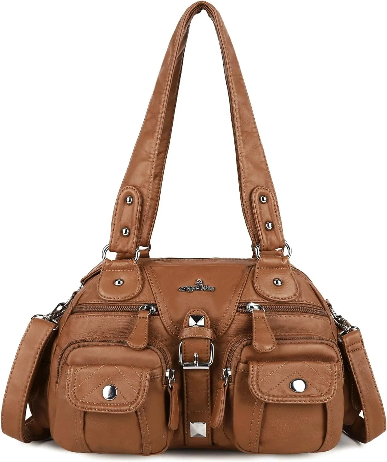 Angel Kiss Hobo Crossbody Purses for Women Shoulder Bag Multipocket Soft Hobo Purses Removable Strap Leather Handbags