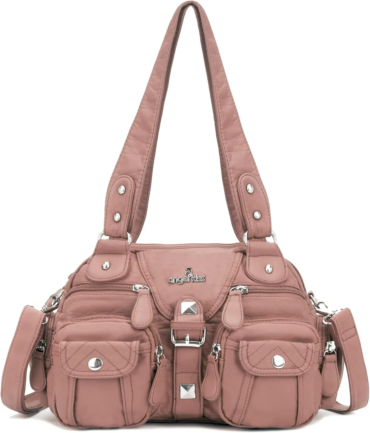 Angel Kiss Hobo Crossbody Purses for Women Shoulder Bag Multipocket Soft Hobo Purses Removable Strap Leather Handbags