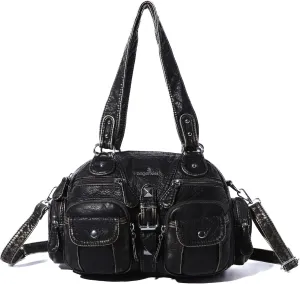 Angel Kiss Hobo Crossbody Purses for Women Shoulder Bag Multipocket Soft Hobo Purses Removable Strap Leather Handbags