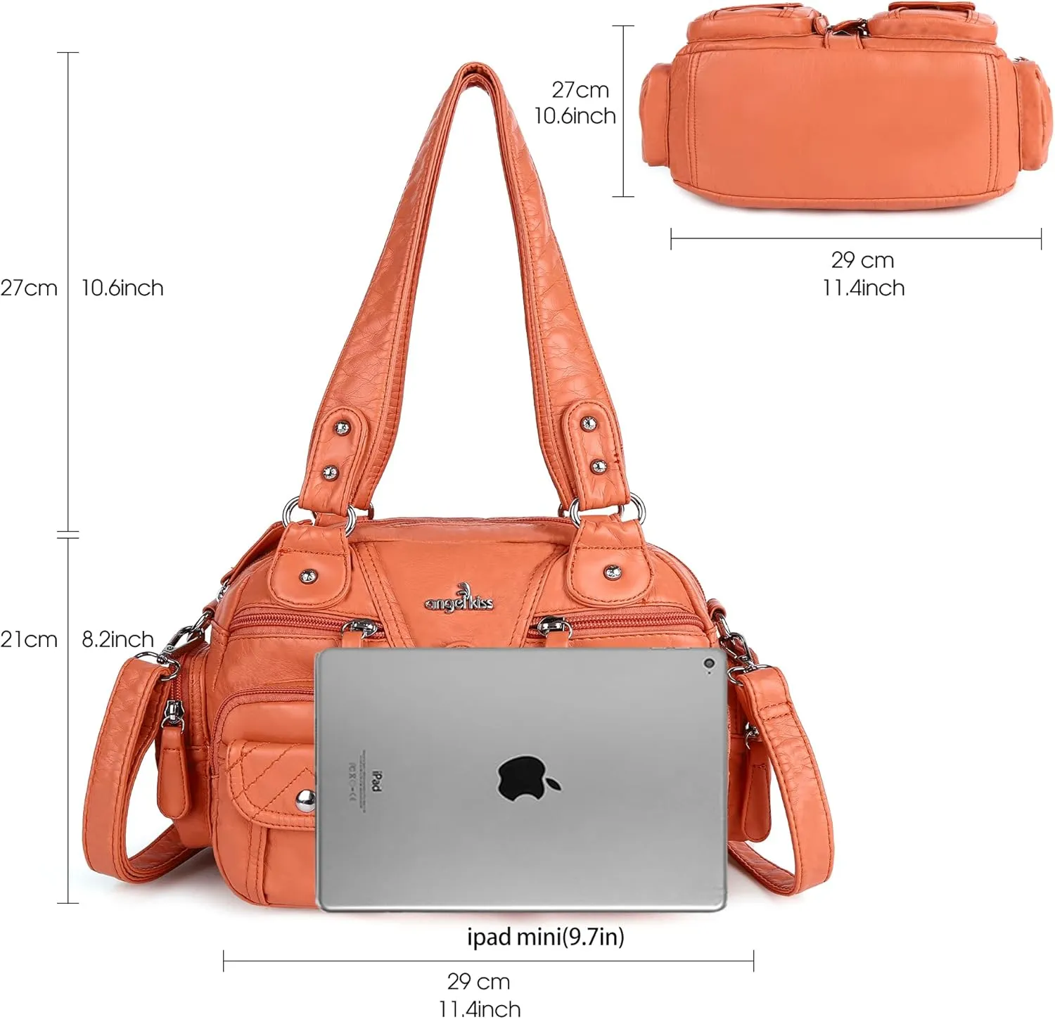 Angel Kiss Hobo Crossbody Purses for Women Shoulder Bag Multipocket Soft Hobo Purses Removable Strap Leather Handbags