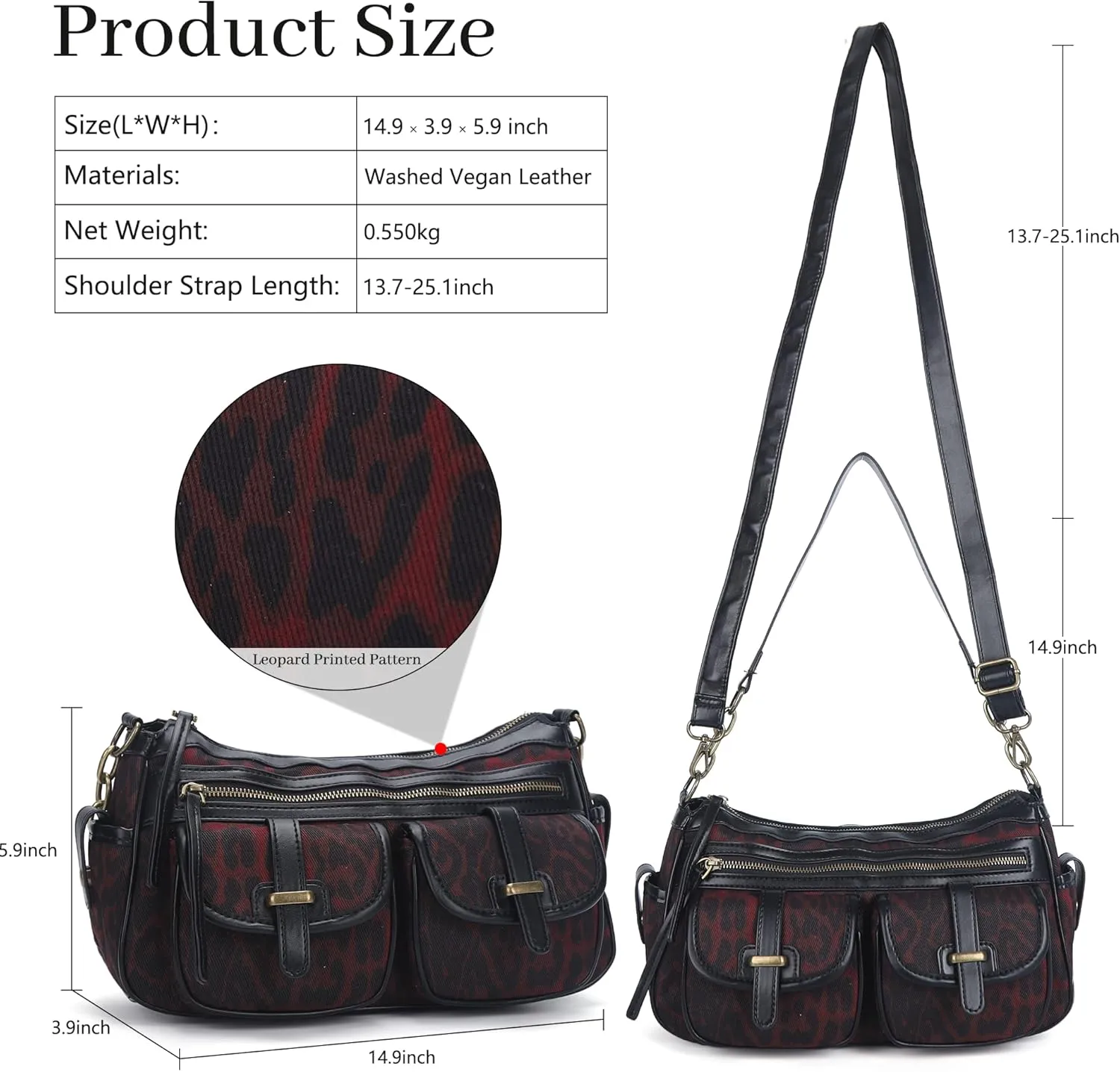 Angel Kiss Hobo Purses for Women Crossbody Shoulder Bag Ladies Multi Pocket Handbags with Adjustable Shoulder Strap