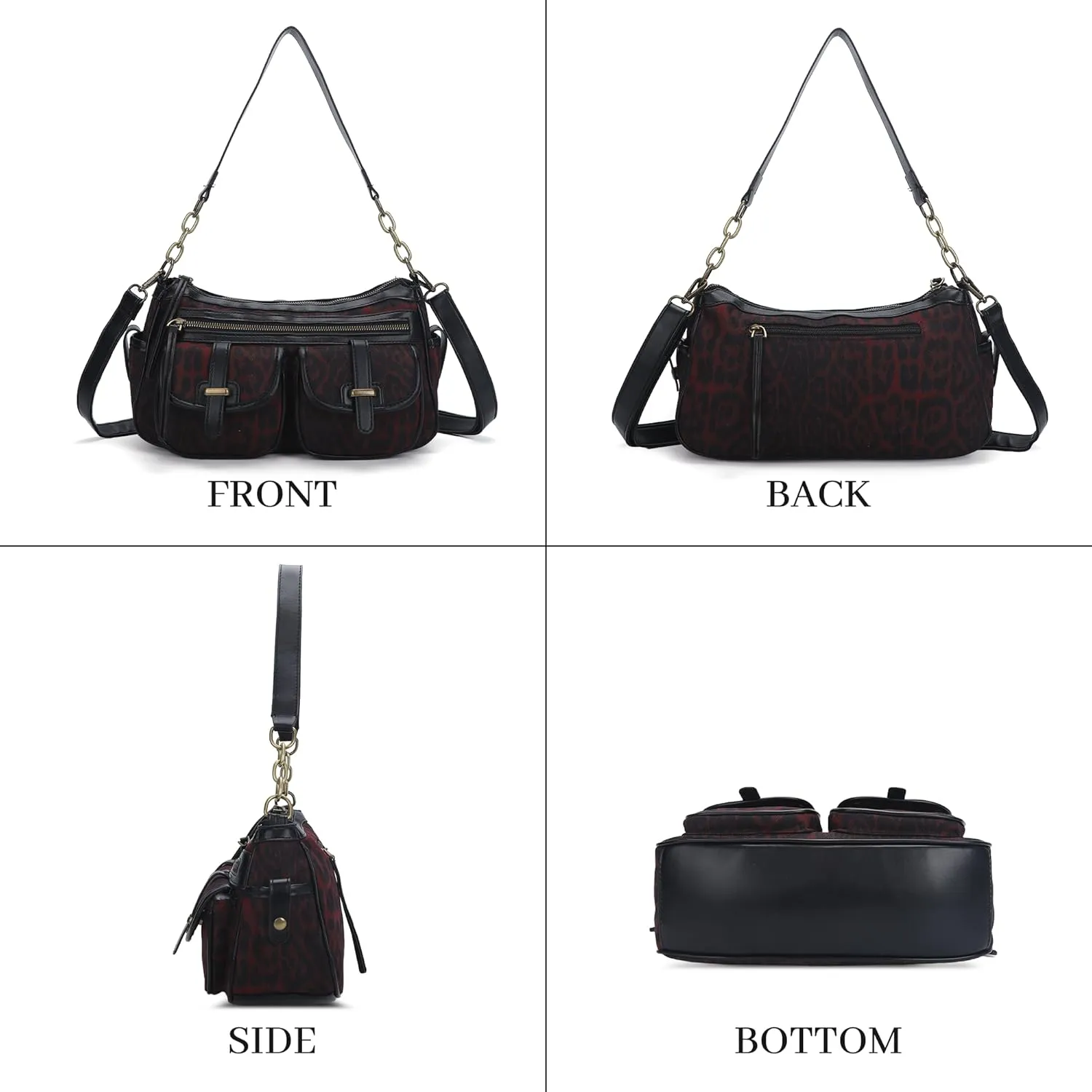 Angel Kiss Hobo Purses for Women Crossbody Shoulder Bag Ladies Multi Pocket Handbags with Adjustable Shoulder Strap