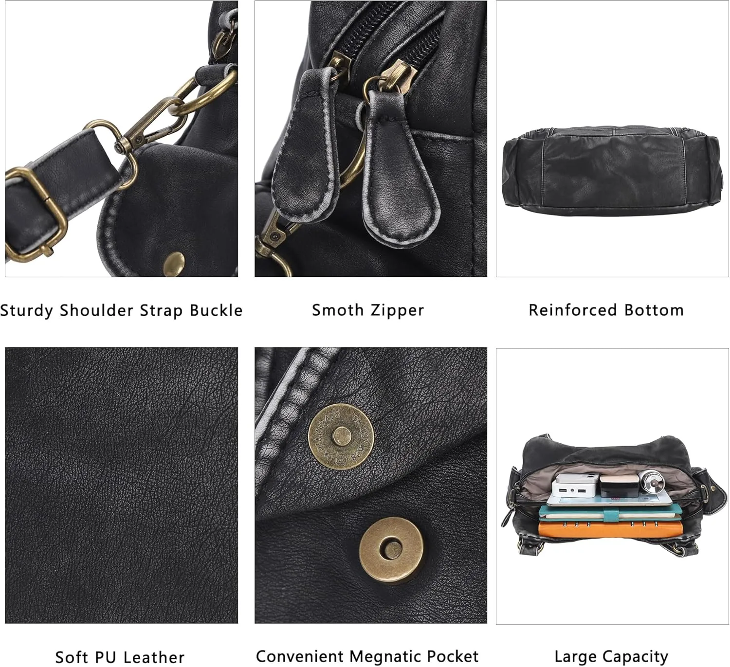 Angel Kiss Purses for Women, Large Shoulder Bag Hobo Tote Purse Mutipocket Faux Leather Satchel Hobo Purse
