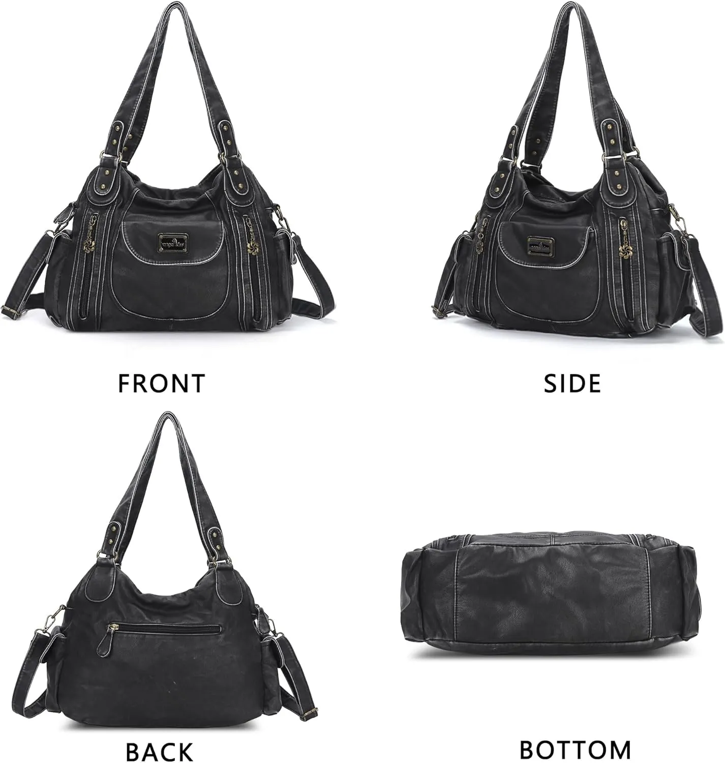 Angel Kiss Purses for Women, Large Shoulder Bag Hobo Tote Purse Mutipocket Faux Leather Satchel Hobo Purse