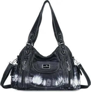 Angel Kiss Purses for Women, Large Shoulder Bag Hobo Tote Purse Mutipocket Faux Leather Satchel Hobo Purse