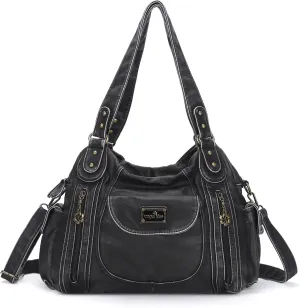 Angel Kiss Purses for Women, Large Shoulder Bag Hobo Tote Purse Mutipocket Faux Leather Satchel Hobo Purse