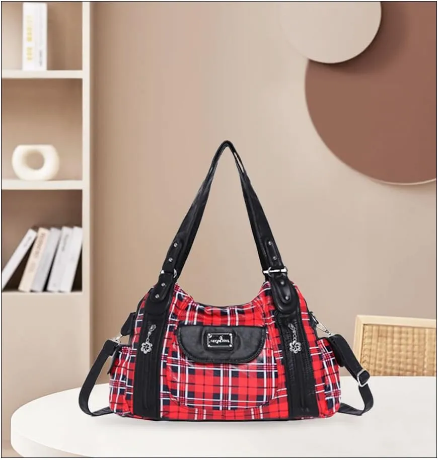 Angel Kiss Purses for Women, Large Shoulder Bag Hobo Tote Purse Mutipocket Faux Leather Satchel Hobo Purse