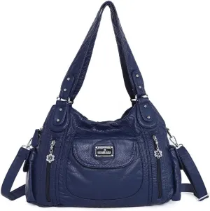 Angel Kiss Purses for Women, Large Shoulder Bag Hobo Tote Purse Mutipocket Faux Leather Satchel Hobo Purse