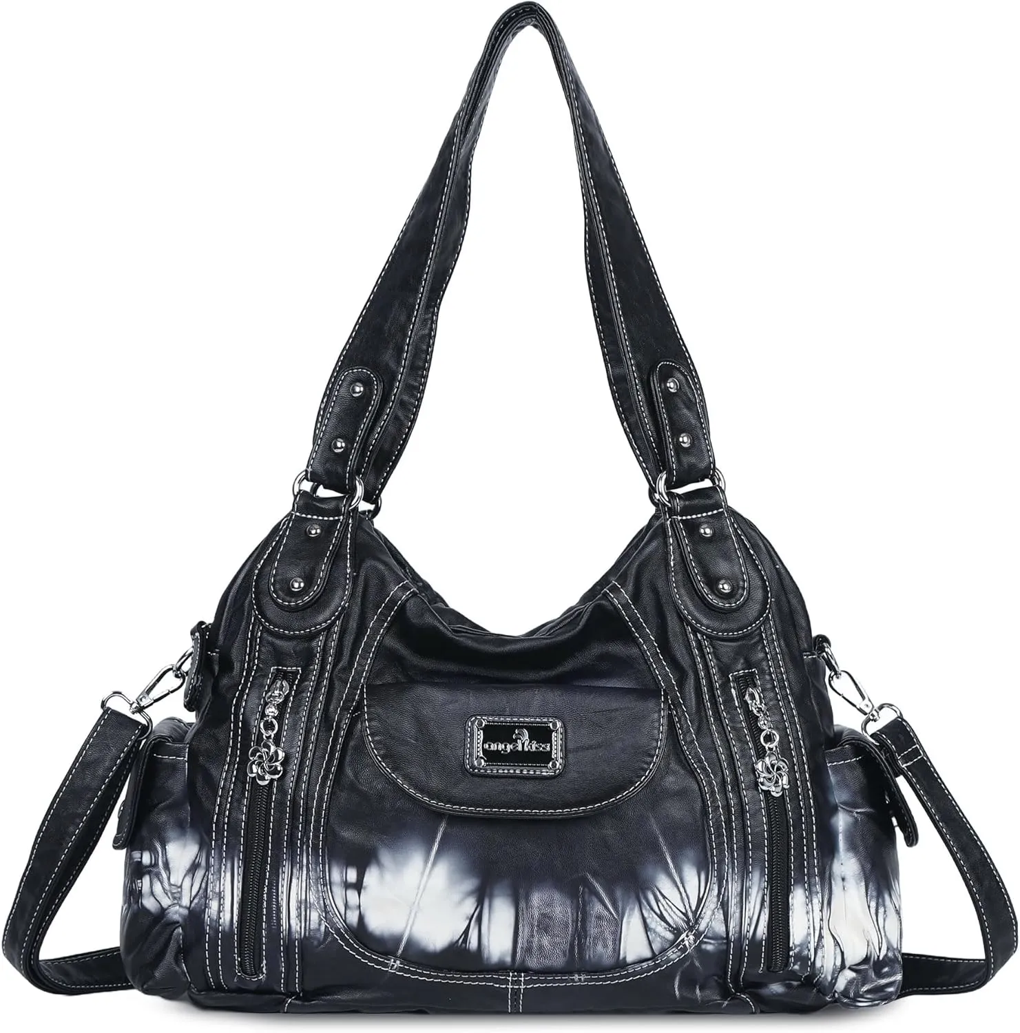 Angel Kiss Purses for Women, Large Shoulder Bag Hobo Tote Purse Mutipocket Faux Leather Satchel Hobo Purse