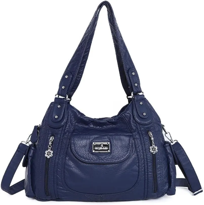 Angel Kiss Purses for Women, Large Shoulder Bag Hobo Tote Purse Mutipocket Faux Leather Satchel Hobo Purse