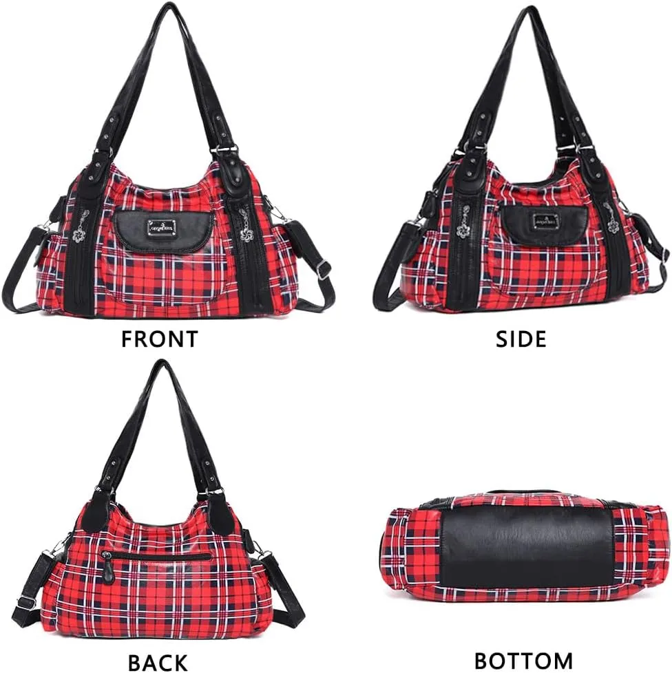 Angel Kiss Purses for Women, Large Shoulder Bag Hobo Tote Purse Mutipocket Faux Leather Satchel Hobo Purse