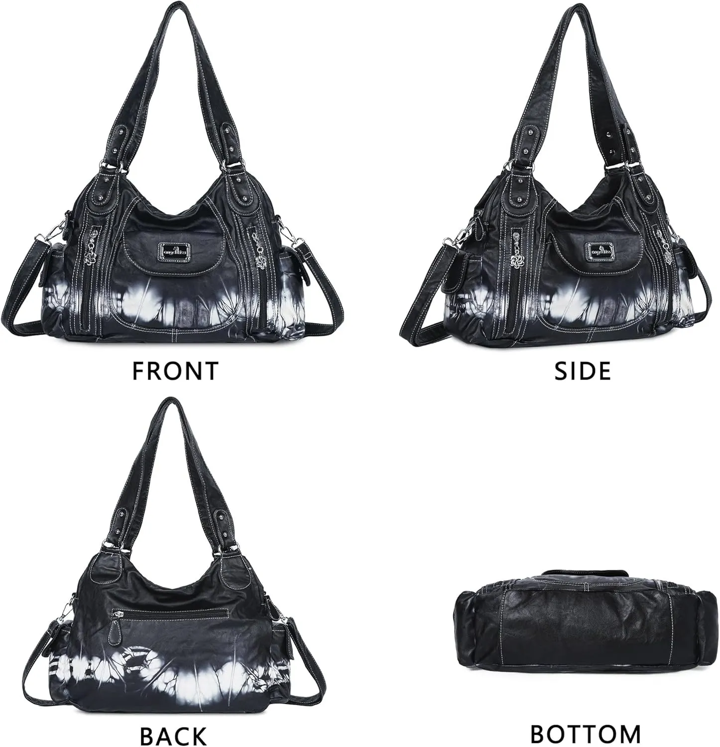 Angel Kiss Purses for Women, Large Shoulder Bag Hobo Tote Purse Mutipocket Faux Leather Satchel Hobo Purse