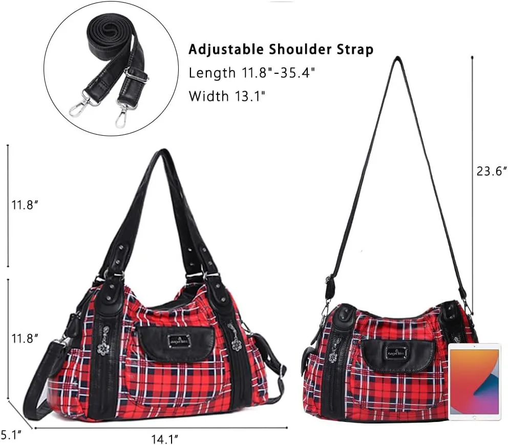 Angel Kiss Purses for Women, Large Shoulder Bag Hobo Tote Purse Mutipocket Faux Leather Satchel Hobo Purse