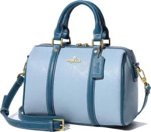 Angel Kiss Women Satchel Purses and Handbags Vegan Leather Boston Barrel Bag Top Handle Shoulder Purse with Crossbody Strap
