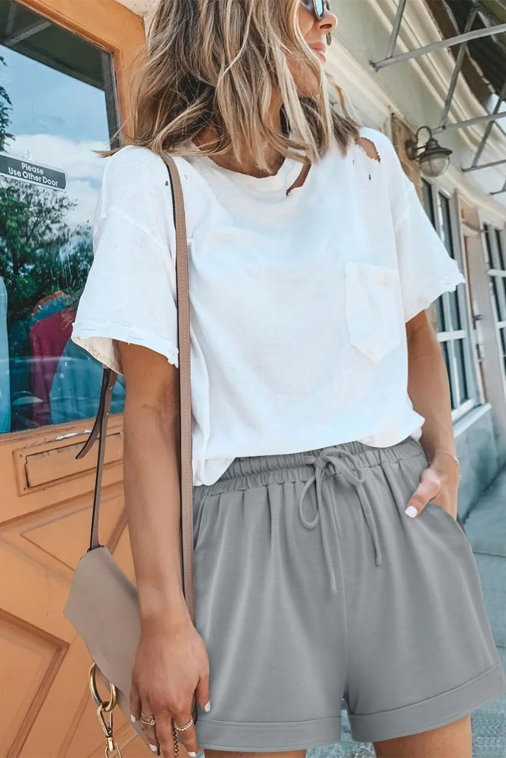 Angerella Women Casual Shorts Drawstring Comfy Elastic Waist Shorts Summer Pull On Short Pants with Pockets