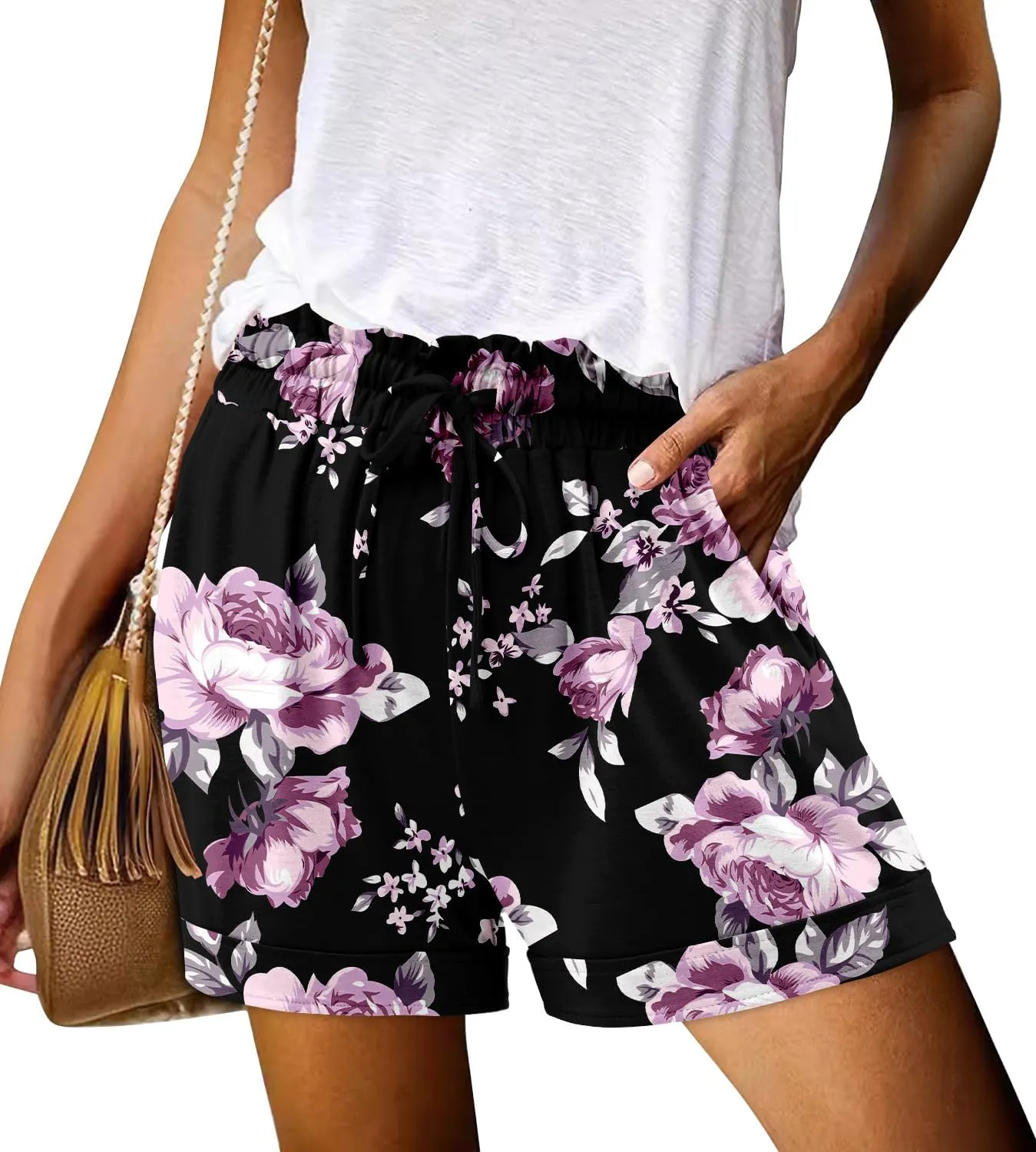 Angerella Women Casual Shorts Drawstring Comfy Elastic Waist Shorts Summer Pull On Short Pants with Pockets