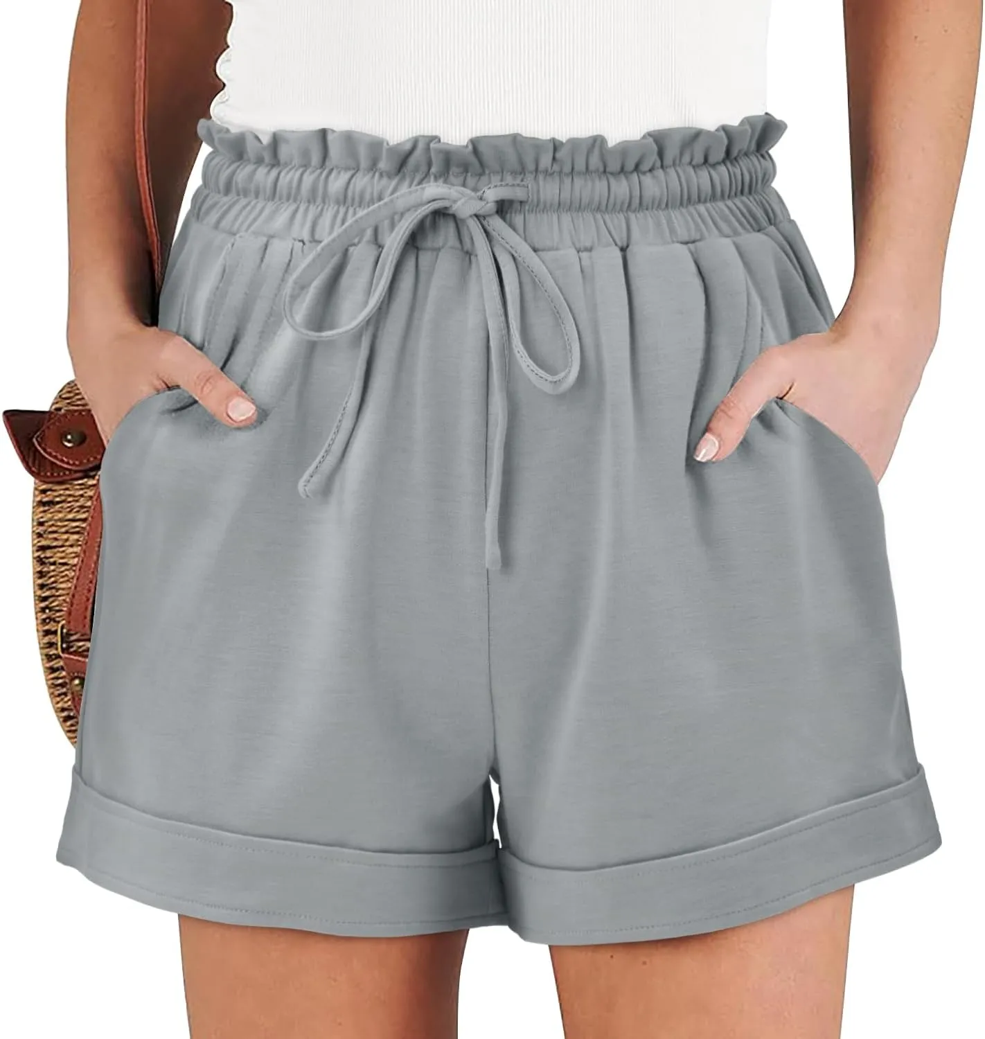 Angerella Women Casual Shorts Drawstring Comfy Elastic Waist Shorts Summer Pull On Short Pants with Pockets