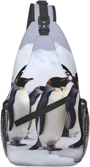 Antarctica Penguins Sling Bag Waterproof Lightweight Crossbody Shoulder Backpack Chest Bags Travel Hiking Casual Daypack For Women Men