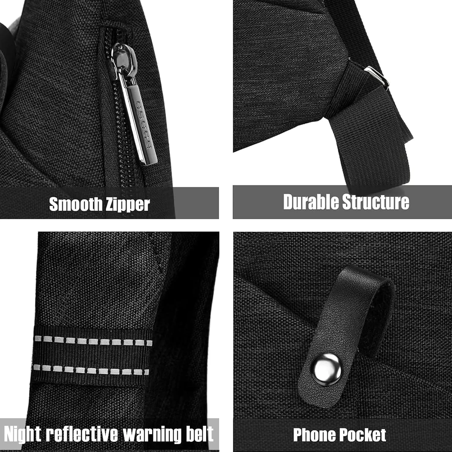 Anti Theft Crossbody Bags Sling Bag for Women Men Waterproof Wander Bag for Sports and Travel. (1-BLACK, Large)