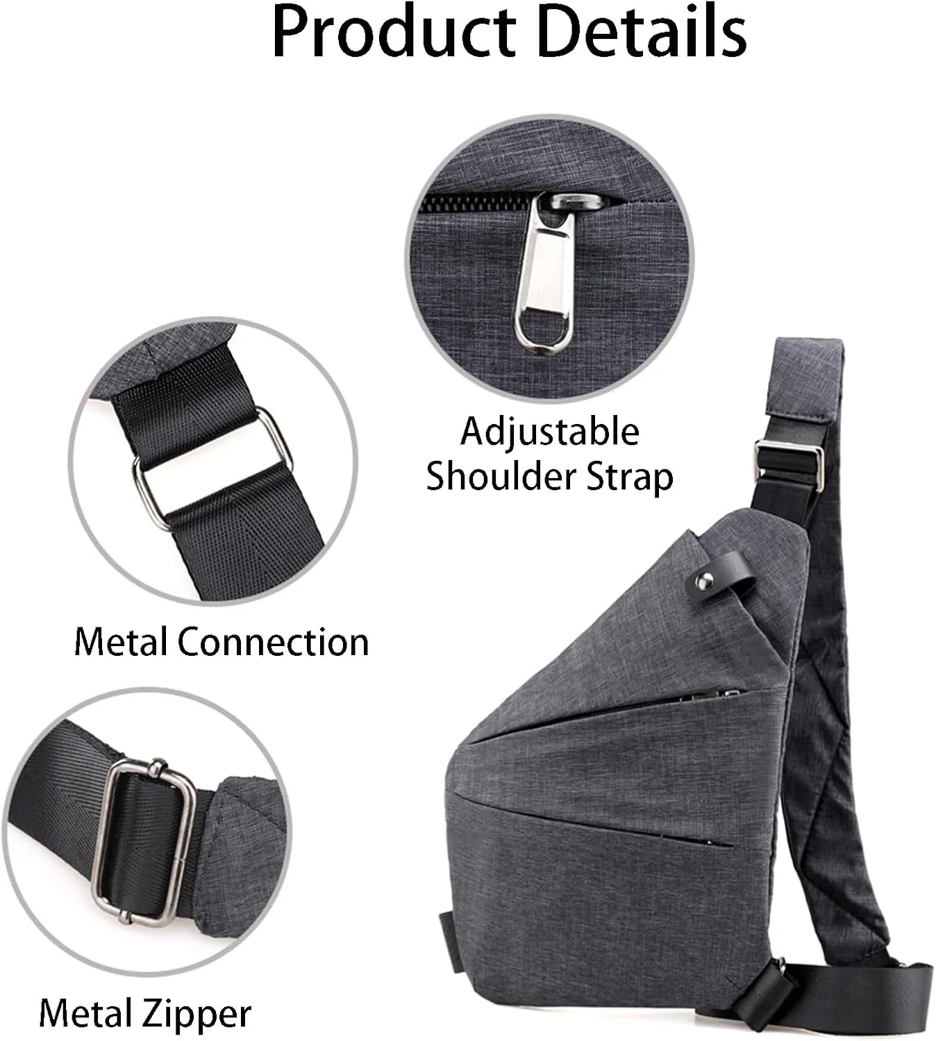 Anti Theft Travel Bag, Adjustable Strap Travel Purses Anti Theft Crossbody Bags for Women Men