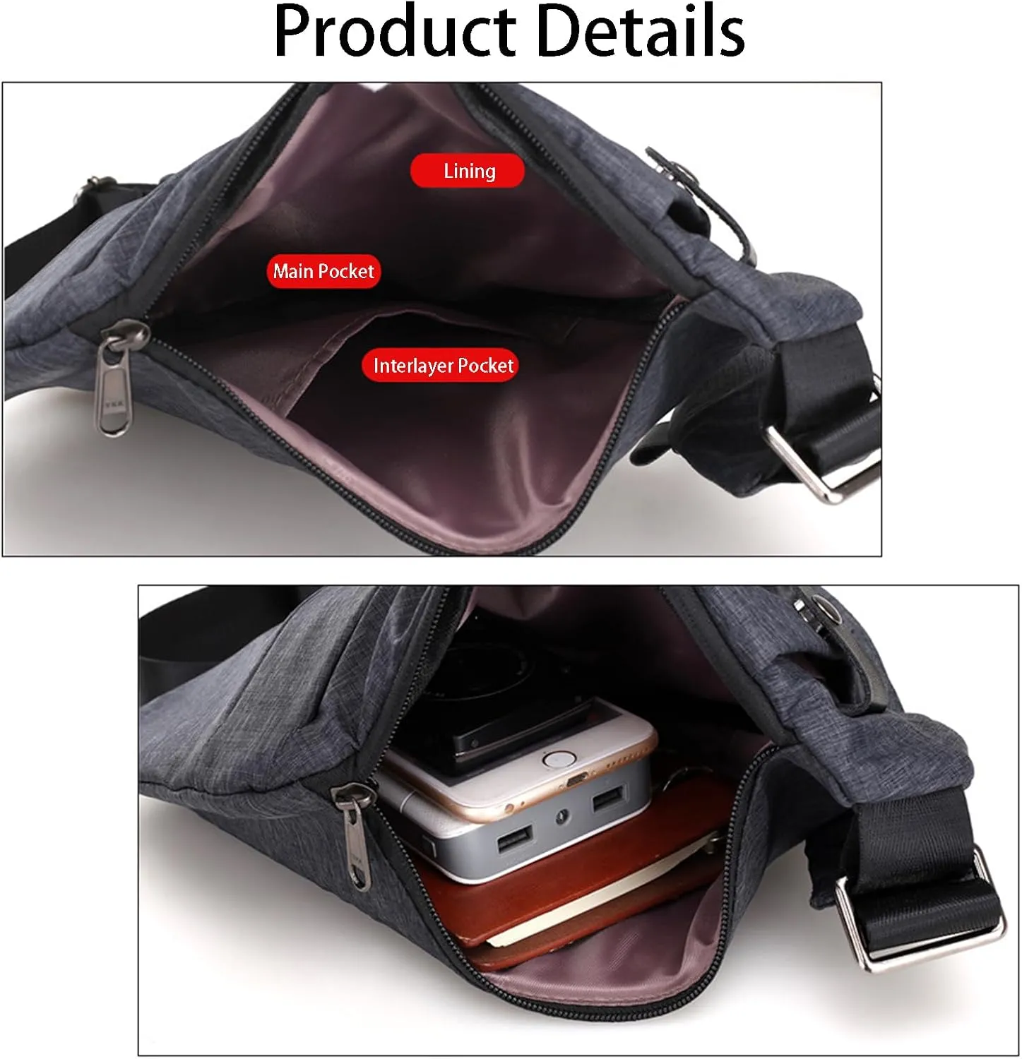 Anti Theft Travel Bag, Adjustable Strap Travel Purses Anti Theft Crossbody Bags for Women Men