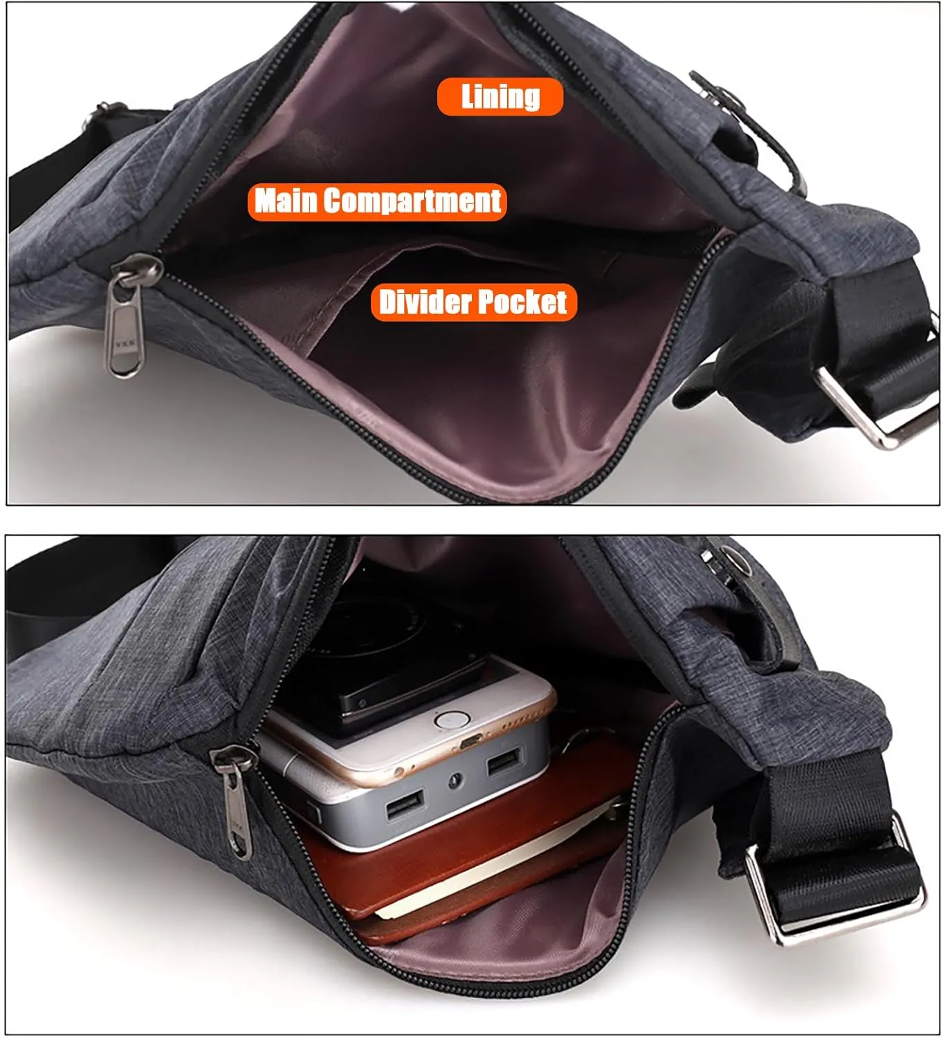 Anti Theft Travel Bag Crossbody, Multi-pocket Anti-theft Purses, Sling Bag with Adjustable Strap for Women Men