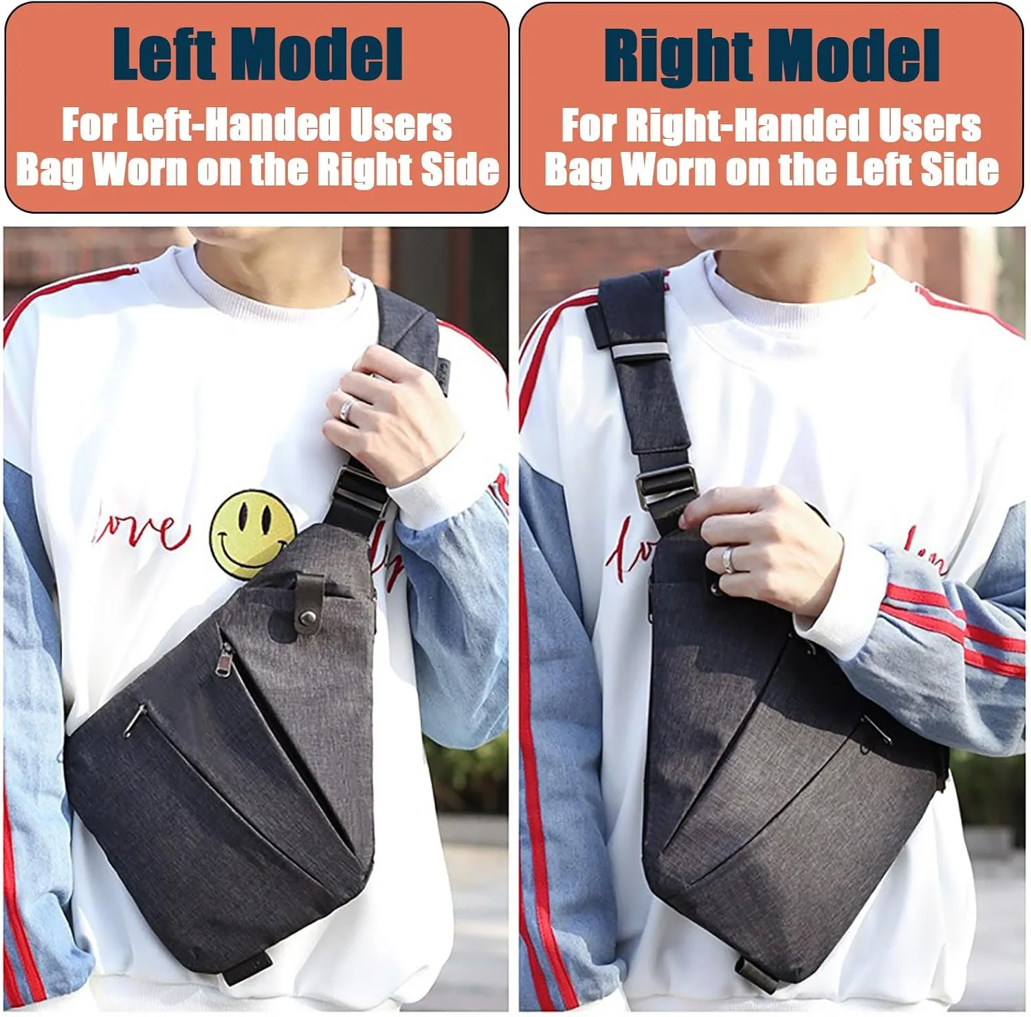 Anti Theft Travel Bag Crossbody, Multi-pocket Anti-theft Purses, Sling Bag with Adjustable Strap for Women Men