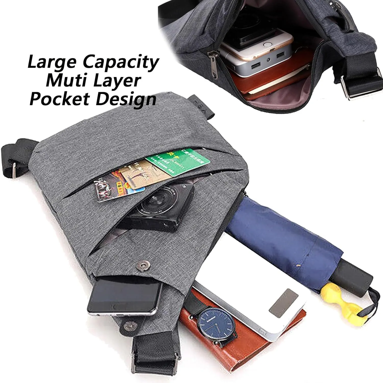 Anti Theft Travel Bag for Women Men, The Slim Carry Sling Bag, Personal Flex Travel Purses Crossbody Bags Multi Pocket