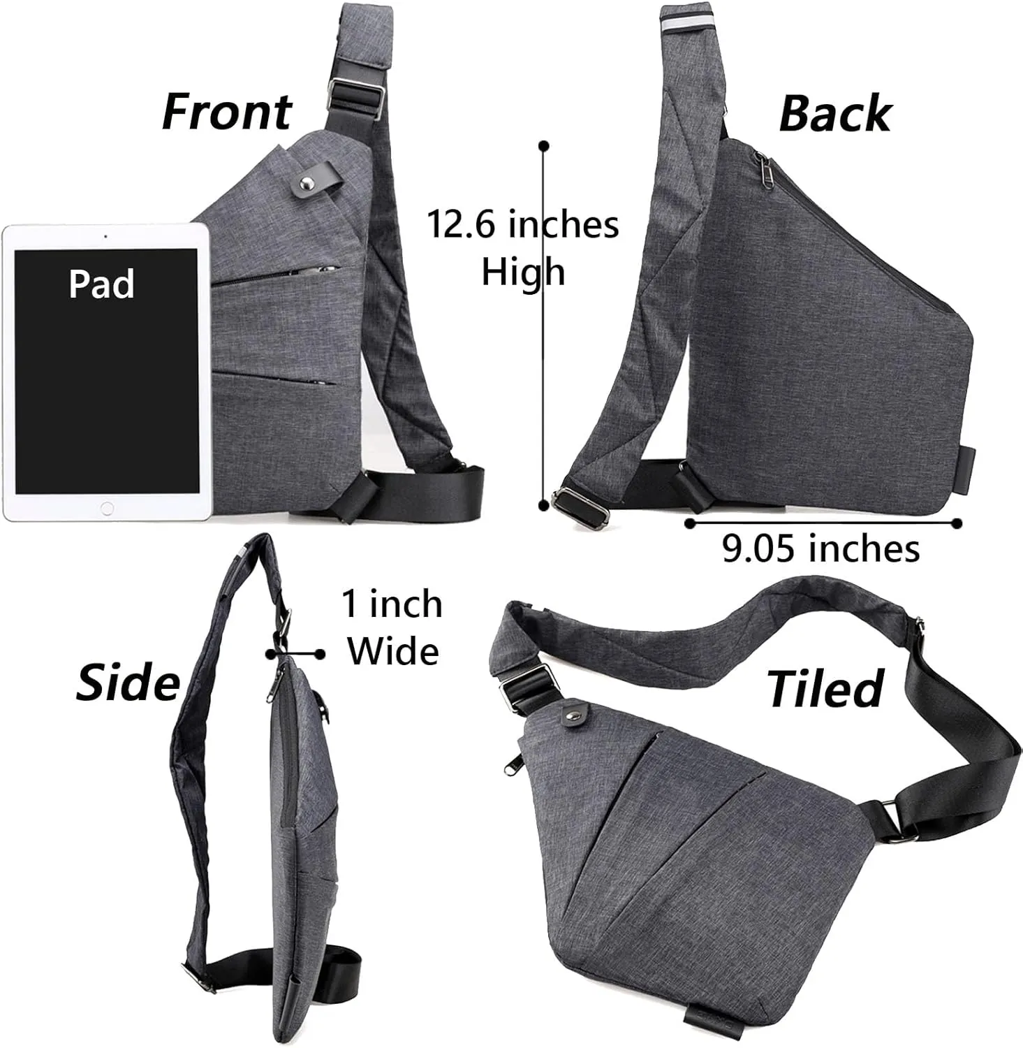 Anti Theft Travel Bag for Women Men, The Slim Carry Sling Bag, Personal Flex Travel Purses Crossbody Bags Multi Pocket
