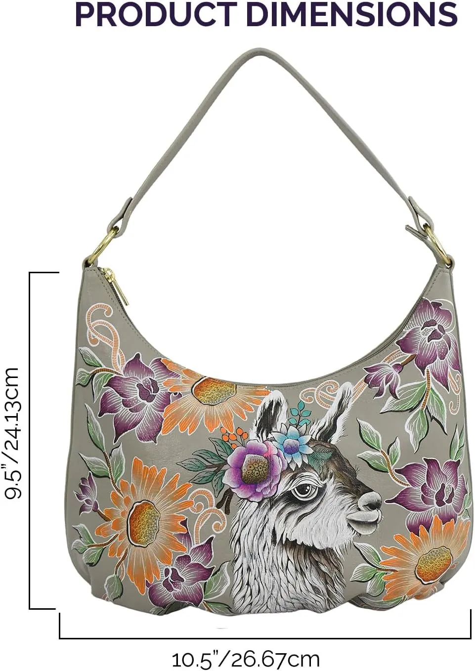 Anuschka Women's Original Hand-Painted Genuine Leather Ruched Hobo
