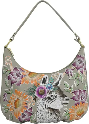 Anuschka Women's Original Hand-Painted Genuine Leather Ruched Hobo
