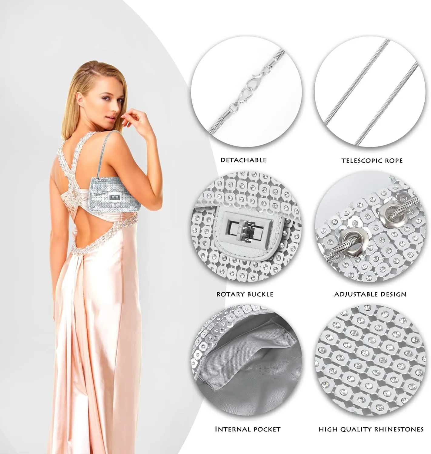 AOYUNHUI Hand Bags Purses for Women Rhinestone Bag Clutch Purses Party Wedding