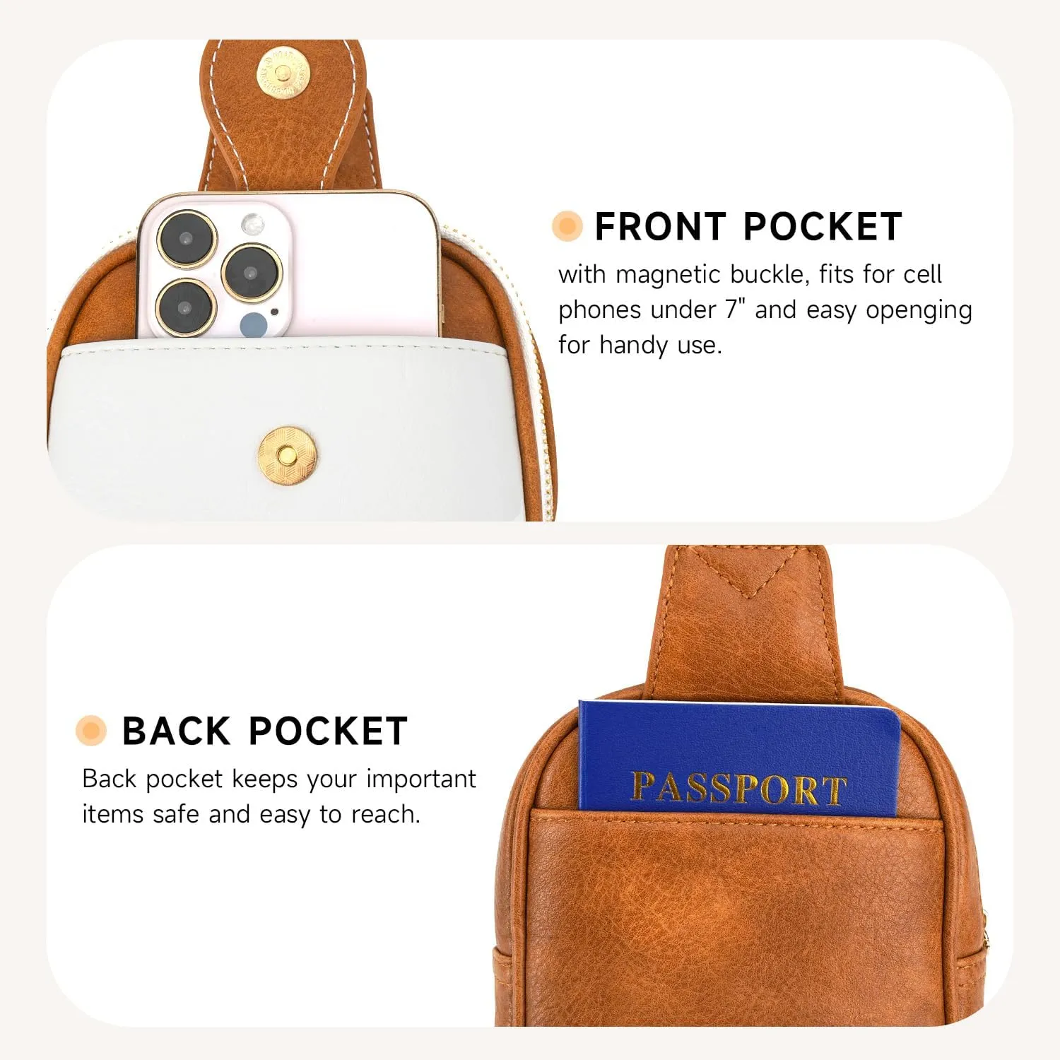 APHISON Small Sling Bag Fanny Packs Phone Purse Crossbody Bags for Women Chest Bag Vegan Leather