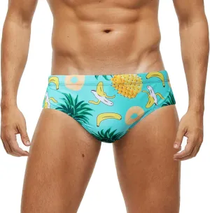 Arcweg Men's Swimming Trunks Briefs Low Waist with Removable Pad Swimwear Elastic Beach Shorts Boxers Underwear