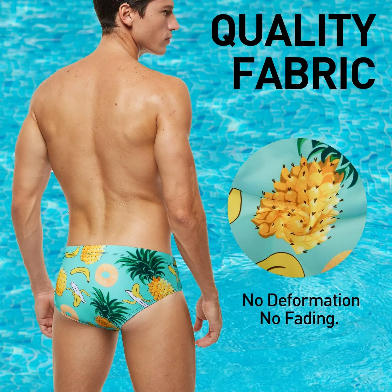 Arcweg Men's Swimming Trunks Briefs Low Waist with Removable Pad Swimwear Elastic Beach Shorts Boxers Underwear